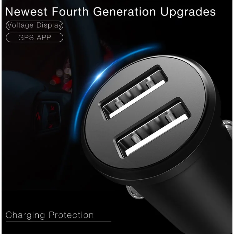 CAFELE Dual USB 4.8A 24W Mini Car Charger for iPhone iPad Samsung etc. - Black