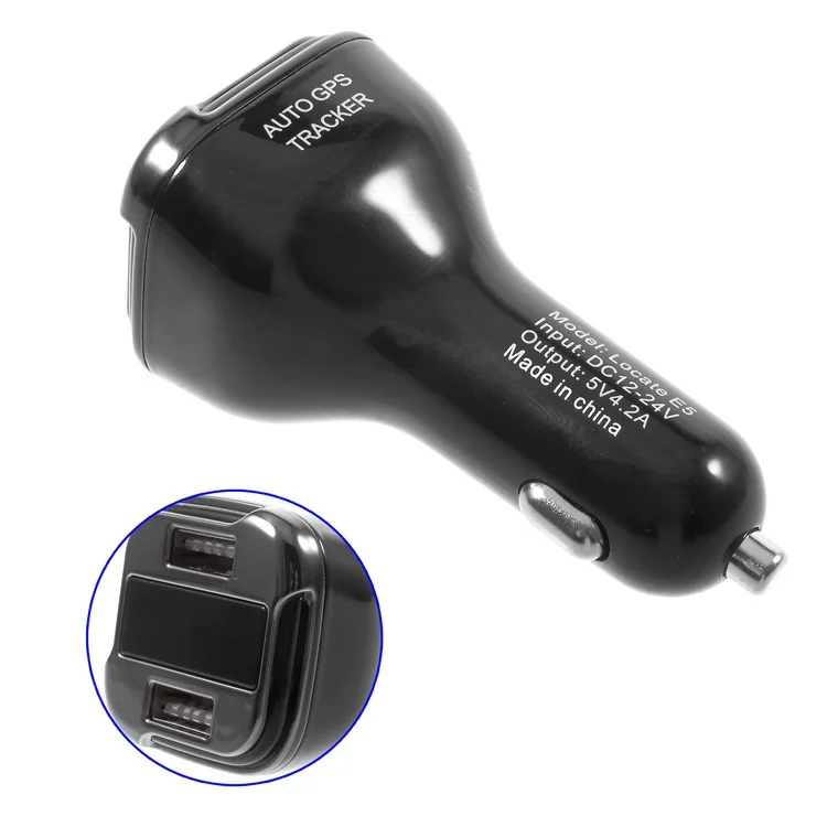 GPS Tracker 4.2A Dual USB Ports LED Display Car Charger for iPhone Samsung Huawei