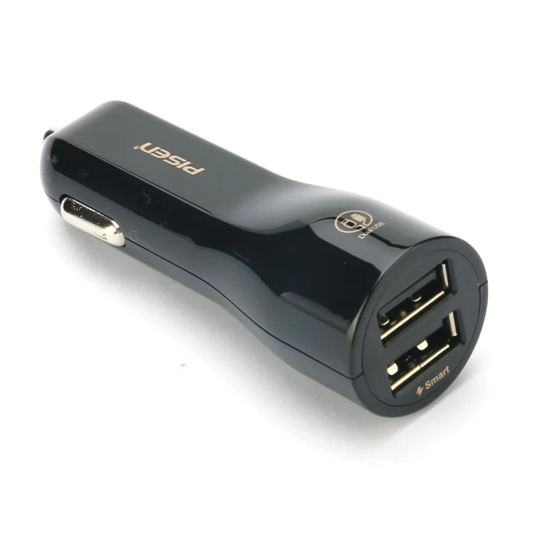PISEN TS-C063 Dual USB Ports 2A Car Charger for iPhone iPad Samsung Smartphones - Black