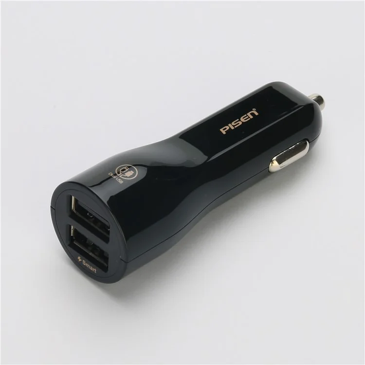 PISEN TS-C063 Dual USB Ports 2A Car Charger for iPhone iPad Samsung Smartphones - Black