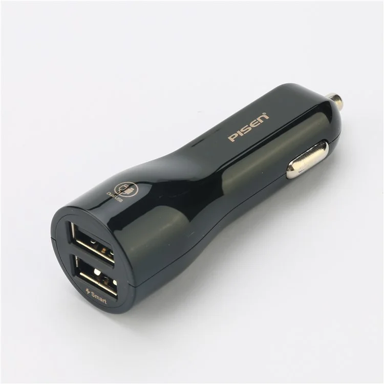 PISEN TS-C063 Dual USB Ports 2A Car Charger for iPhone iPad Samsung Smartphones - Black