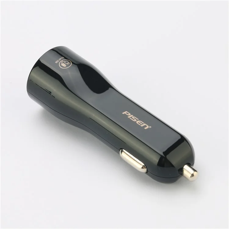 PISEN TS-C063 Dual USB Ports 2A Car Charger for iPhone iPad Samsung Smartphones - Black