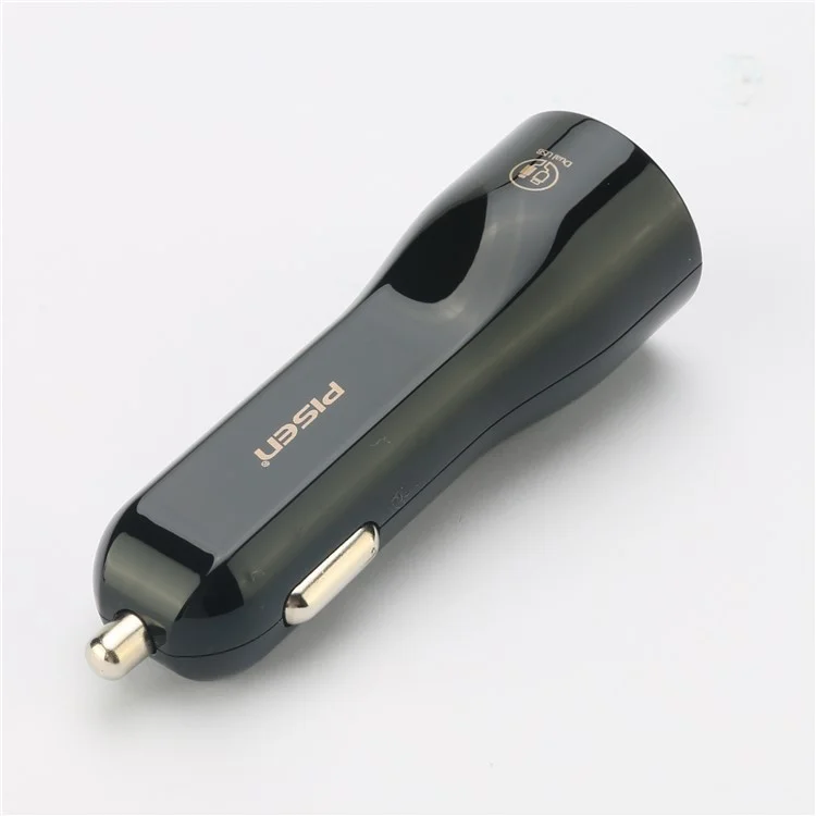 PISEN TS-C063 Dual USB Ports 2A Car Charger for iPhone iPad Samsung Smartphones - Black