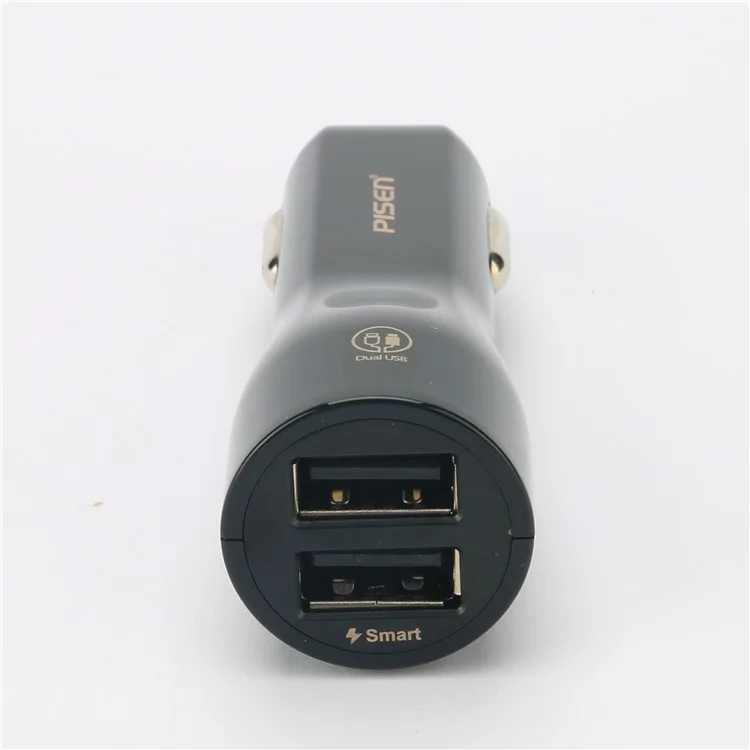 PISEN TS-C063 Dual USB Ports 2A Car Charger for iPhone iPad Samsung Smartphones - Black