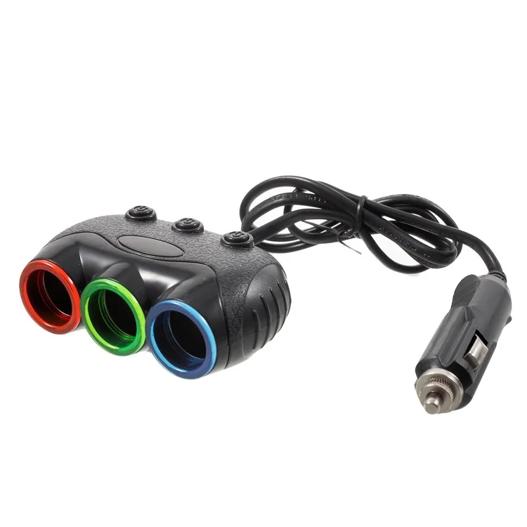 Olesson 1632 Universal 120W Trois Prises de Cigarette Adaptateur de Voiture - le Noir