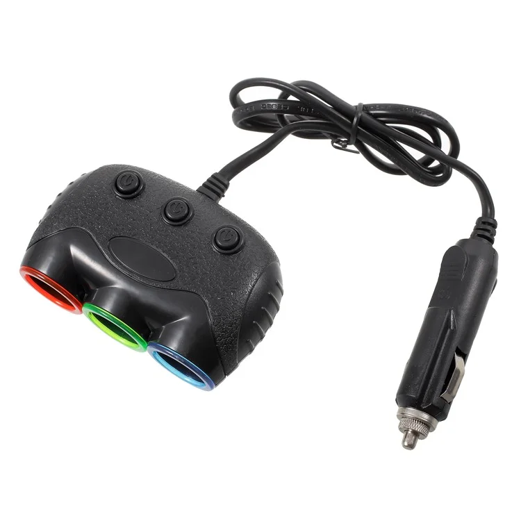 Olesson 1632 Universal 120W Trois Prises de Cigarette Adaptateur de Voiture - le Noir