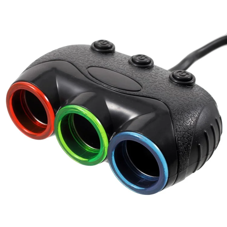 OLESSON 1632 Universal 120W Three Cigarette Lighter Sockets Car Power Adapter - Nero