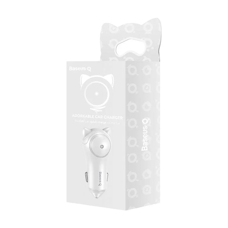 BASEUS Adorkable 5V 3A Dual Port Output Car Charger for iPhone iPad Samsung etc. - White