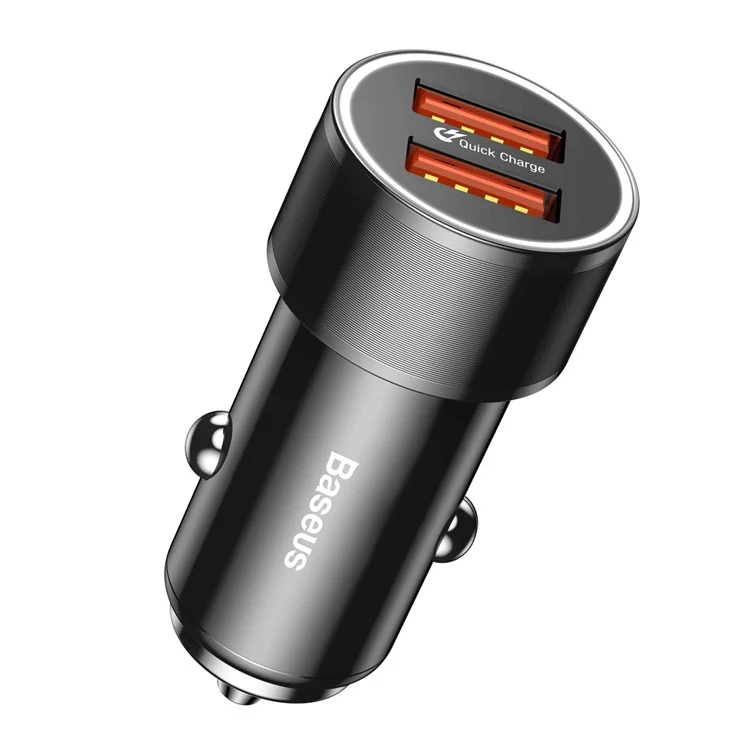 BASEUS QC3.0 Dual USB 36W Fast Car Charge Charger for iPhone Samsung - Black