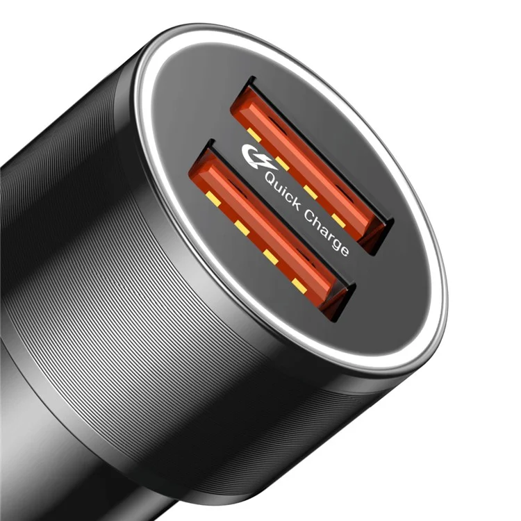 BASEUS QC3.0 Dual USB 36W Fast Car Charge Charger for iPhone Samsung - Black