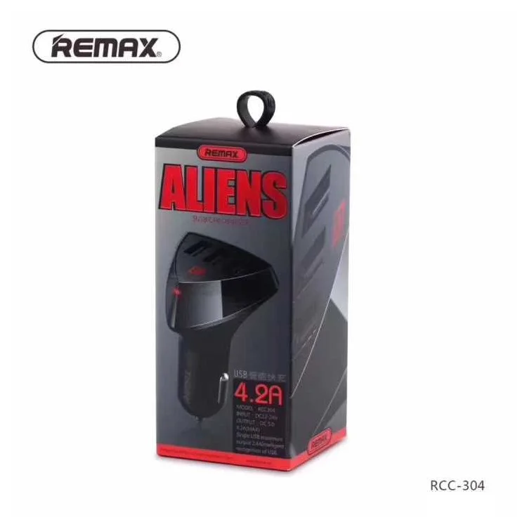 REMAX RCC-304 4.2A 3 USB Ports Car Charger for iPhone Samsung Sony Etc. - Black