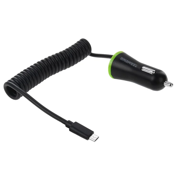 HAWEEL HWL-3310B Mini 2.1A Car Charger with Micro USB Spring Cord