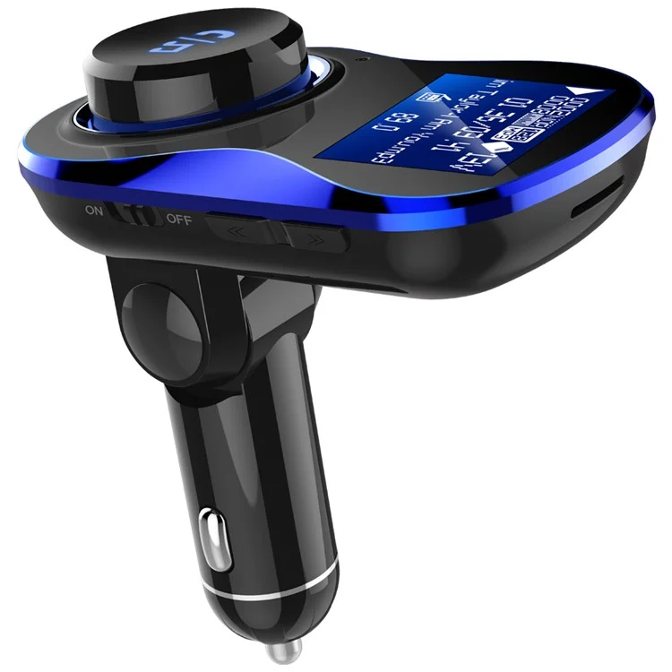 BC28 Car MP3 Player 1.4" Screen Bluetooth Hands-Free Receiver Speakerphone Car Charger with 2 USB Outputs with Big knob
