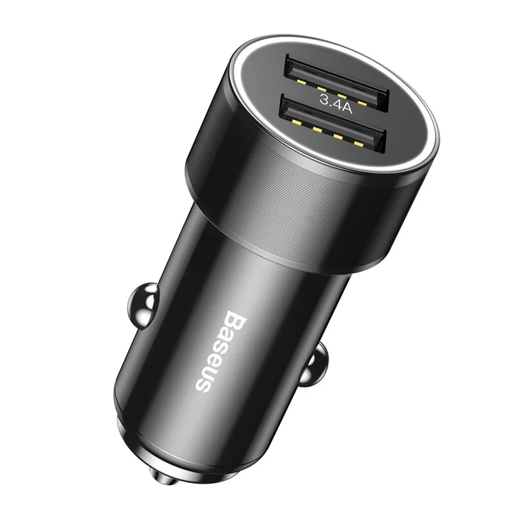 BASEUS Dual USB 3.4A Smart Fast Car Charge Charger for iPhone Samsung - Black