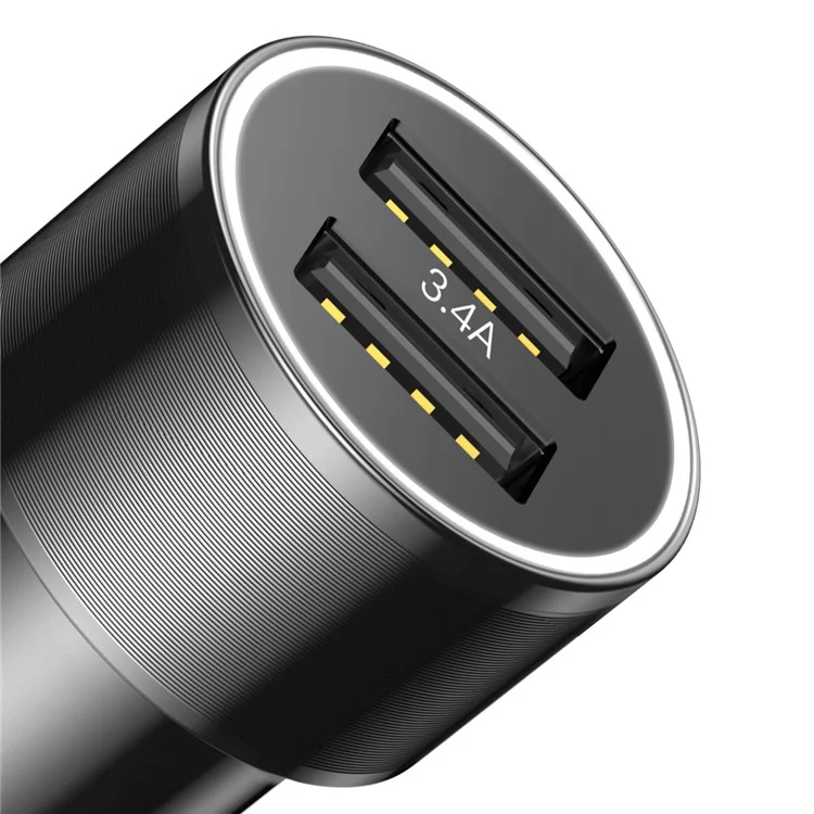 BASEUS Dual USB 3.4A Smart Fast Car Charge Charger for iPhone Samsung - Black