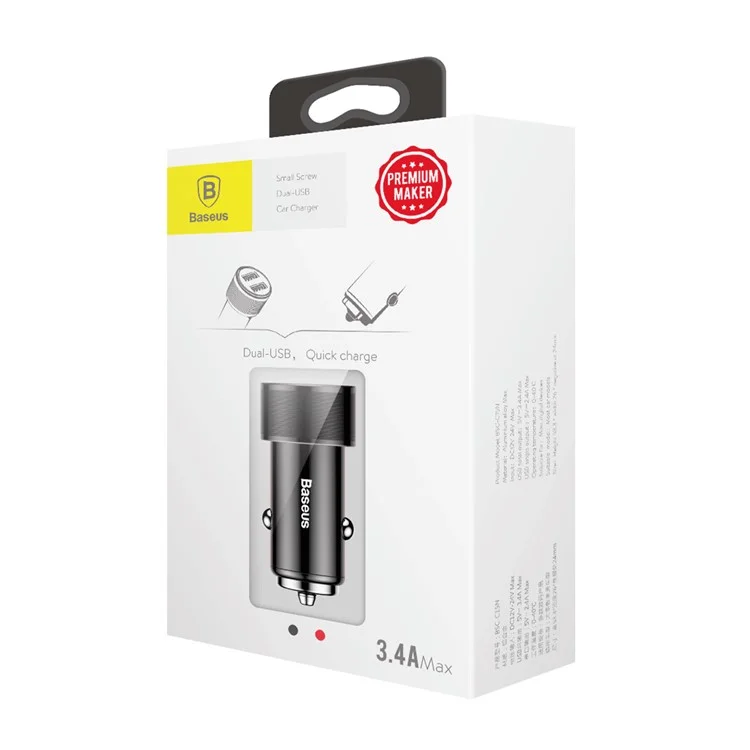 BASEUS Dual USB 3.4A Smart Fast Car Charge Charger for iPhone Samsung - Black