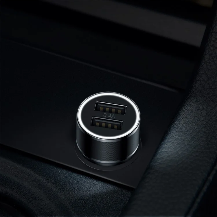 BASEUS Dual USB 3.4A Smart Fast Car Charge Charger for iPhone Samsung - Black