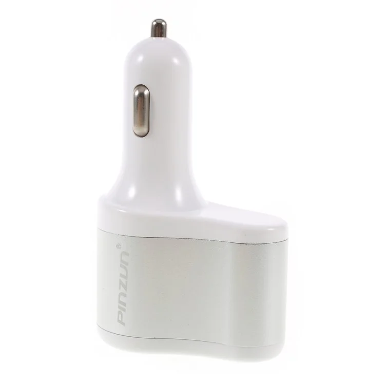 PINZUN CC-009 3.1A Fast Charge Dual USB Car Charger with Cigarette Lighter Socket - Silver