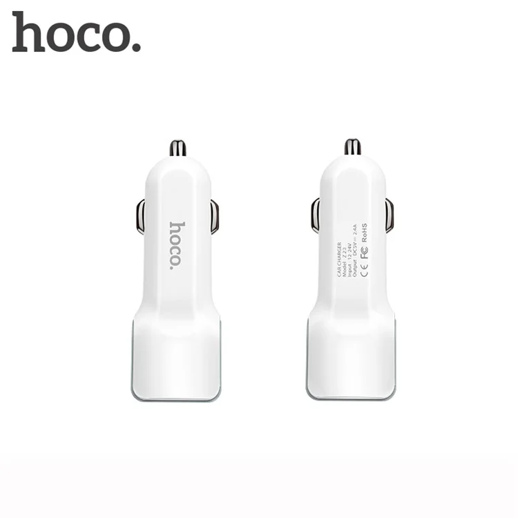 HOCO Z23 Grand Dual USB Outputs 12W Car Charger for iPhone iPad Samsung - White