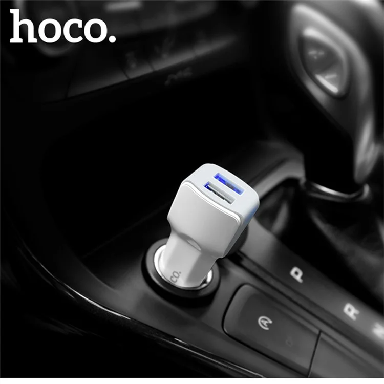 HOCO Z23 Grand Dual USB Outputs 12W Car Charger for iPhone iPad Samsung - White