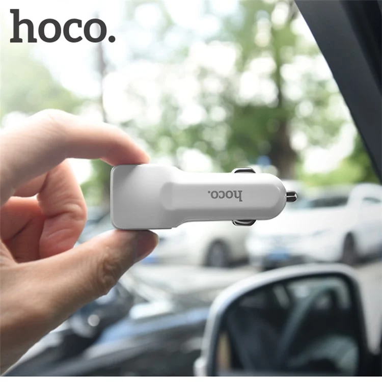 HOCO Z23 Grand Dual USB Outputs 12W Car Charger for iPhone iPad Samsung - White