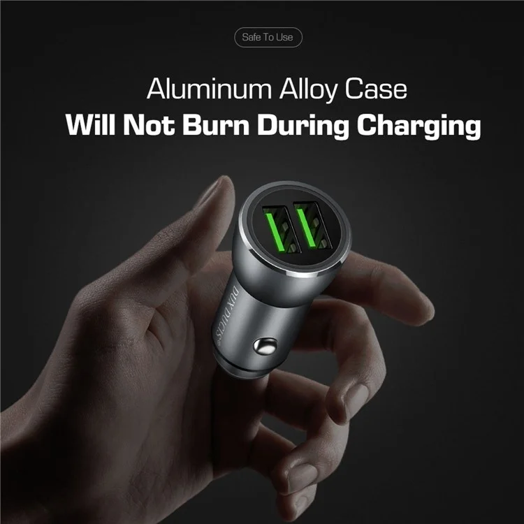 DUX DUCIS B10 36W Dual Ports QC3.0 Quick Charge USB Car Charger for iPhone Samsung Huawei