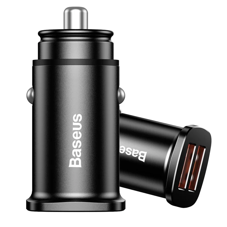 BASEUS BS-C16Q 30W Dual QC3.0 Sormes de Charge Fast Car Chargeur Pour Iphone Samsung - le Noir