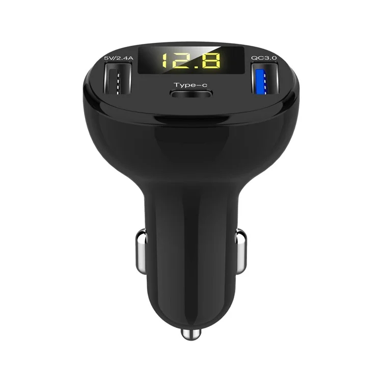 Caricabatterie da auto rapido QC 3.0 con doppia porta USB Type-C e display a LED