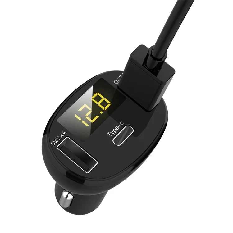 Caricabatterie da auto rapido QC 3.0 con doppia porta USB Type-C e display a LED