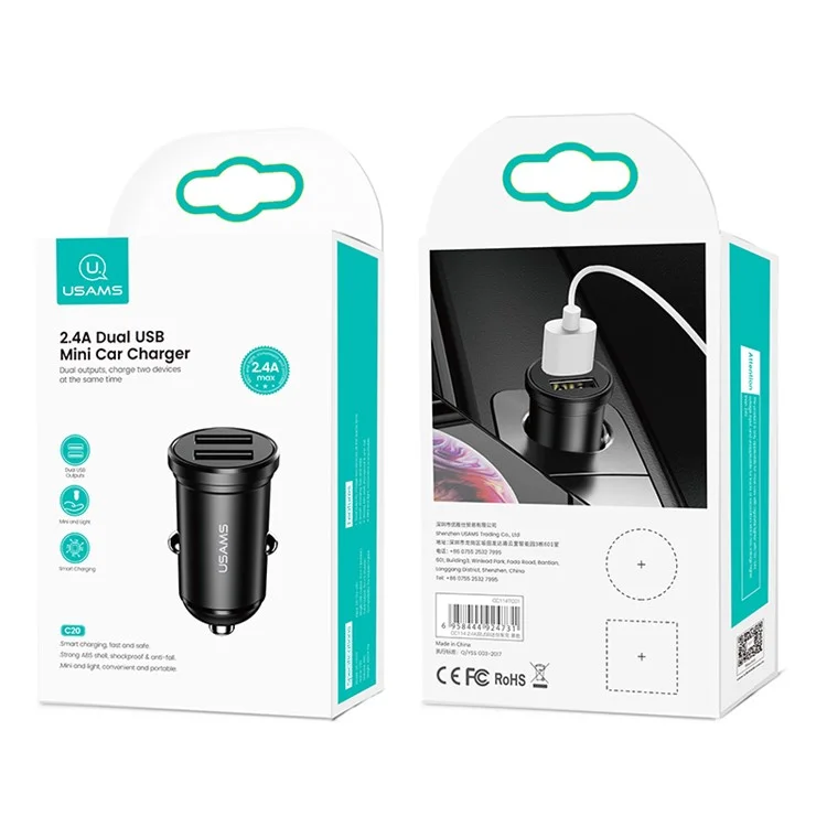 USAMS CC114 2.4A Dual USB Mini Car Charger