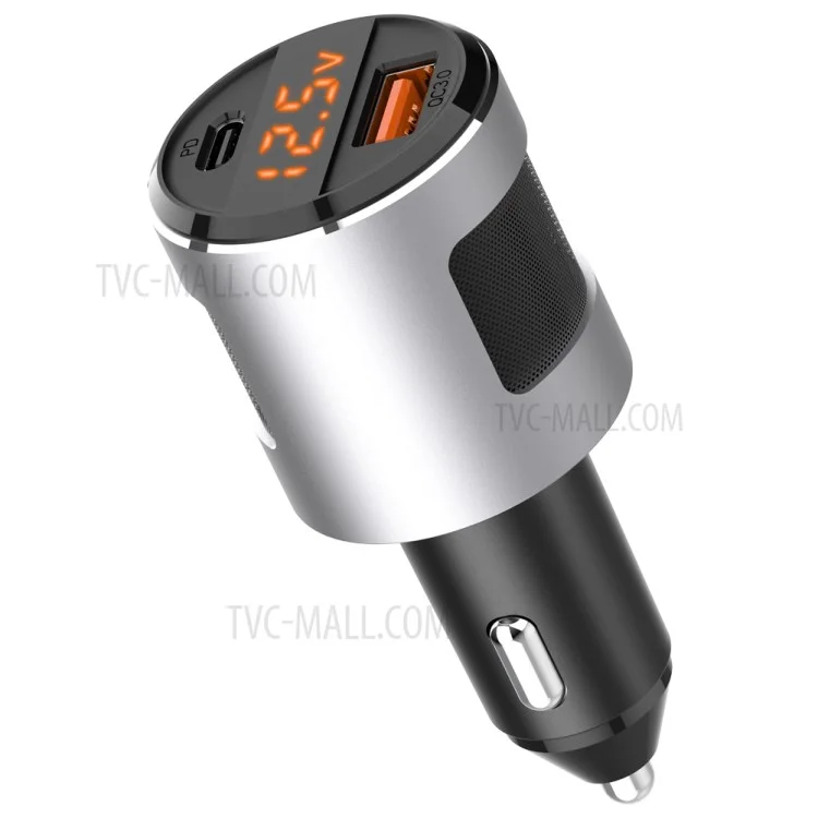 SC01 USB Car Charger 18W QC3.0 65W PD Type C Dual Ports Car Fast Charger Adapter - Silver