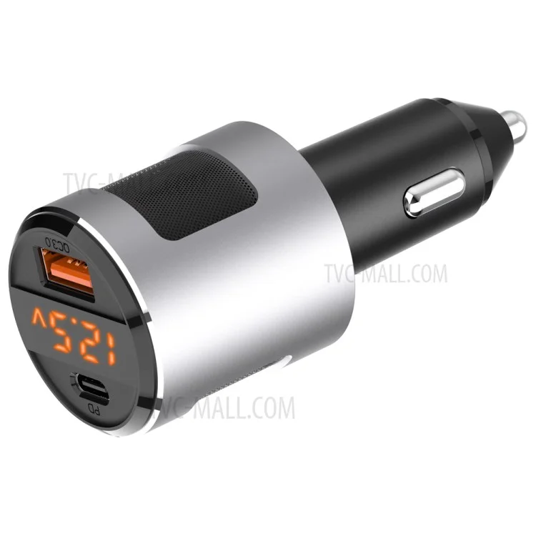 SC01 USB Car Charger 18W QC3.0 65W PD Type C Dual Ports Car Fast Charger Adapter - Silver