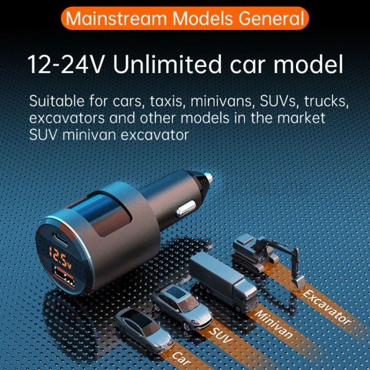 SC01 USB Car Charger 18W QC3.0 65W PD Type C Dual Ports Car Fast Charger Adapter - Silver