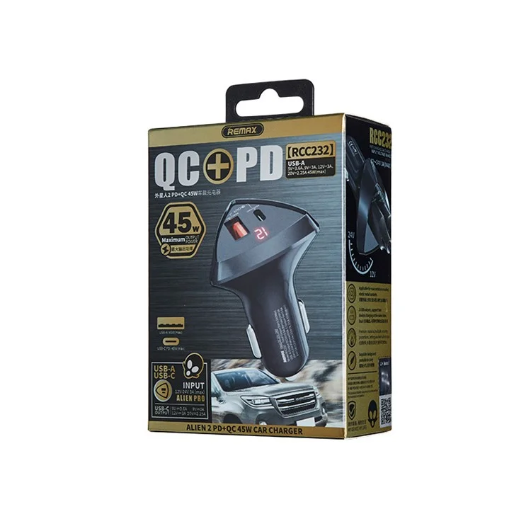 REMAX RCC232 45W PD + QC Fast Charging Mobile Phone Car Charger Adapter