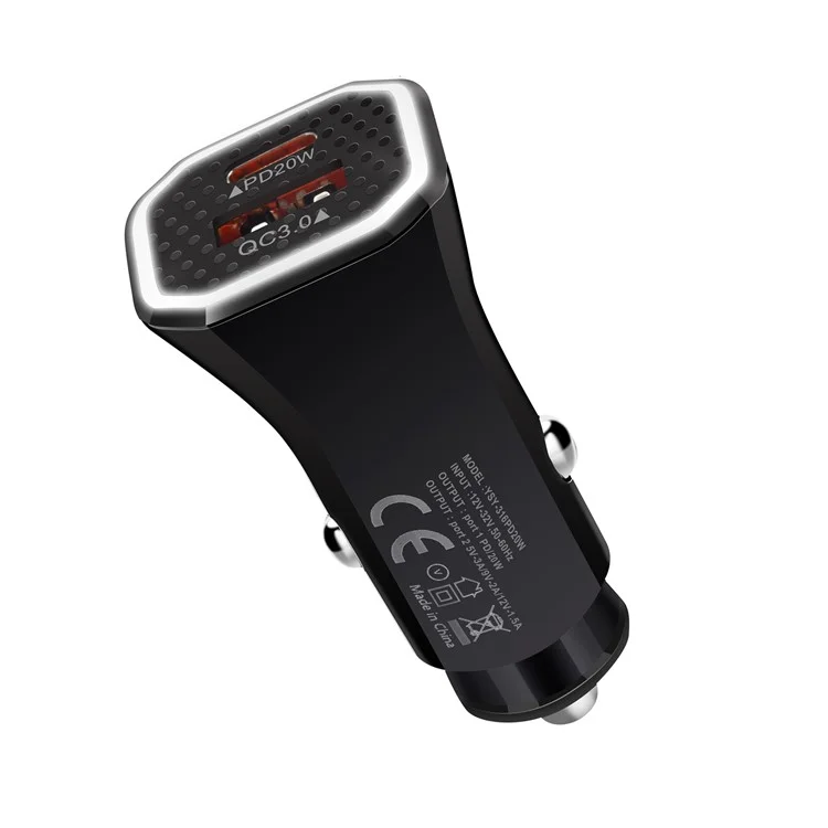 YSY-316PD20W QC3.0 USB + PD 20W Type-C Dual Port Mobile Caricatore Adattatore di Ricarica Rapida - Nero