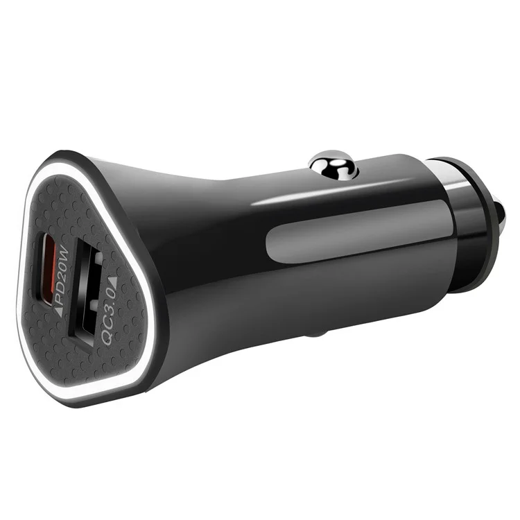 SY-313PD20W QC3.0 USB + PD 20W Typ-c Dual Port Car Ladegerät Für Iphone 12 Pro Xiaomi Huawei - Schwarz