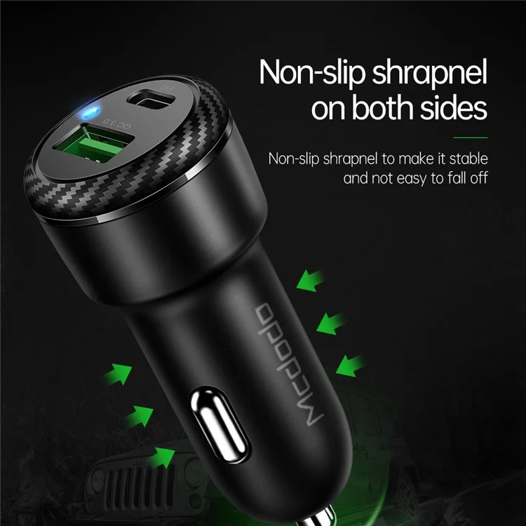 MCDODO CC-5970 MDD Dual Port Quick Charge QC3.0+PD 38W Car Charger Fast Charging Car Mobile Phone Charger Adapter