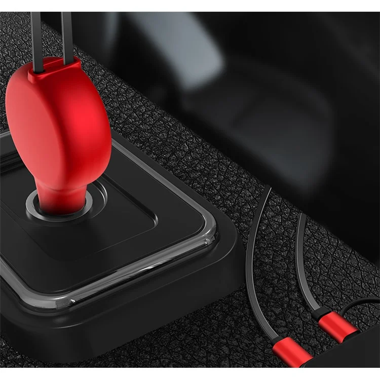 SUMI-TAP 3 in 1 Telescopic Car Charger Cable PD+QC3.0 Fast Charging Cable Cord with Type-C Micro USB Lightning Port - Red