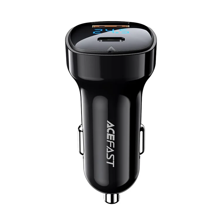 Acefast B4 Digital Affichage 66W Usb-c + Usb-a Double Ports Téléphone Chargeur de Voiture de Chargement