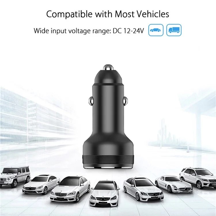 65W Dual Ports Car Charger Phone Charging Adapter for OnePlus 9R/9 Pro/8T/8 Pro/7T Pro/7/6T Warp Charge Fast Charger - Black