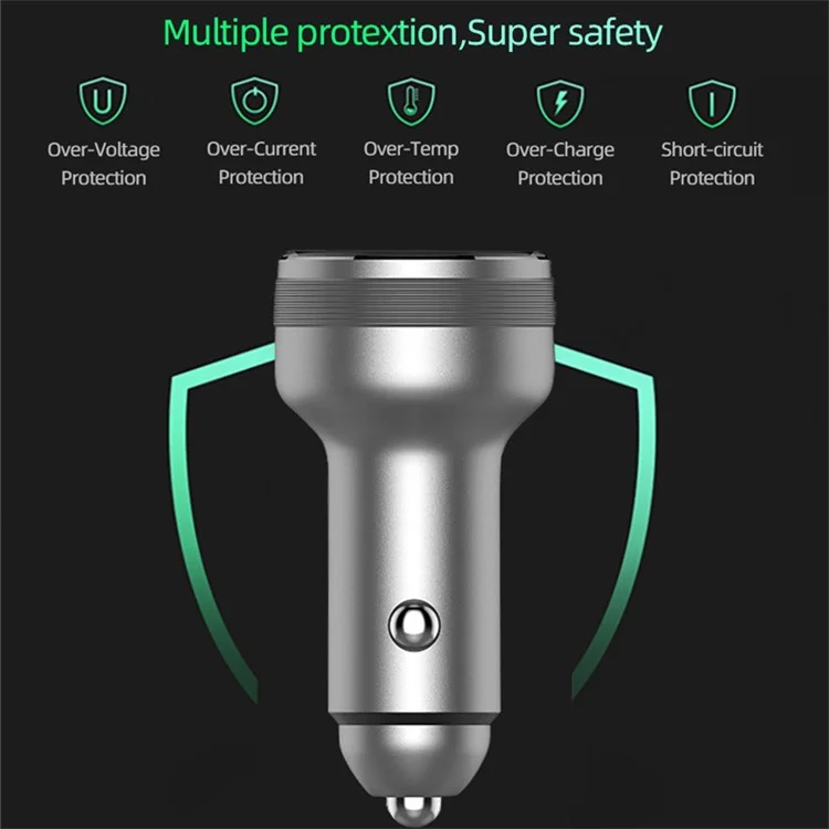 65W Dual Ports Car Charger Phone Charging Adapter for OnePlus 9R/9 Pro/8T/8 Pro/7T Pro/7/6T Warp Charge Fast Charger - Silver