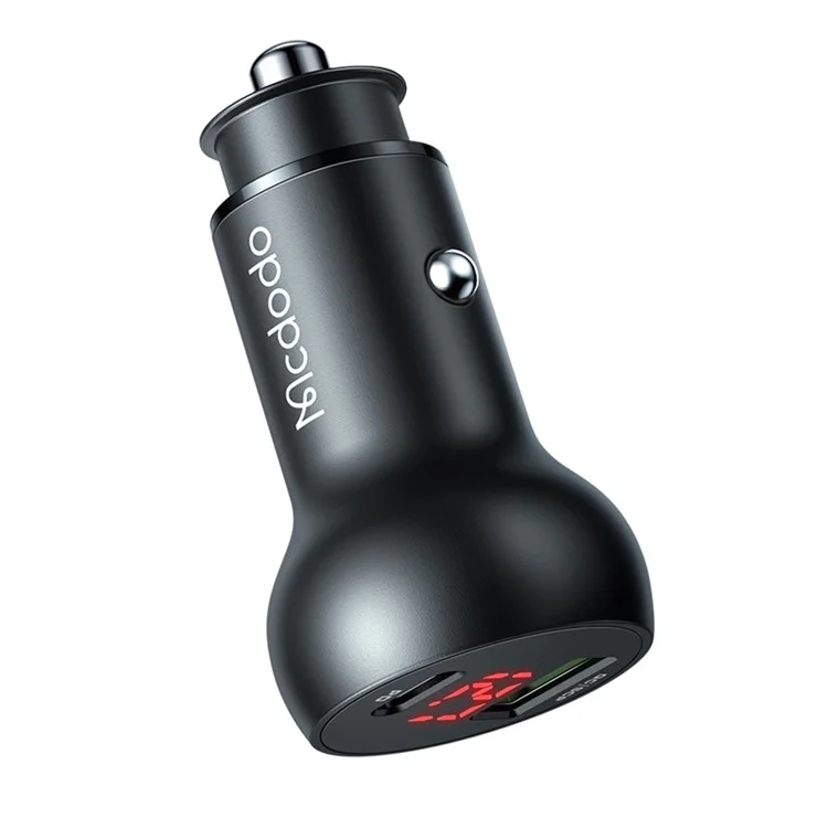 Mcdodo CC-7030 MDD 45W USB + Type-C Dual Port Car Charger со Светодиодным Дисплеем - Черный