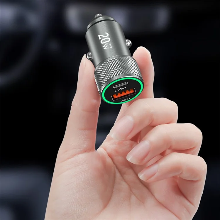 TOTU DCCPD-10 Série Blade Chargeur de voiture USB 18W + Type C 20W Chargeur de téléphone portable à double port Charge rapide pour iPhone Samsung Xiaomi 