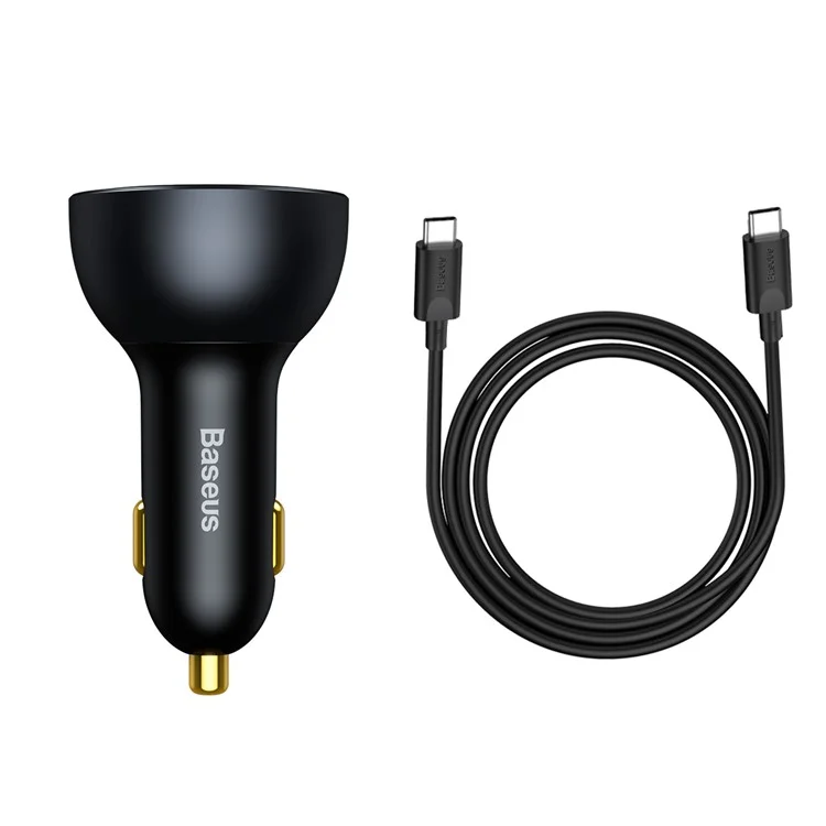 BASEUS Caricabatteria per auto con ricarica veloce Qualcomm QC 5.0 Multi-Port 160W con cavo Type-C+Type-C+USB e adattatore di alimentazione 