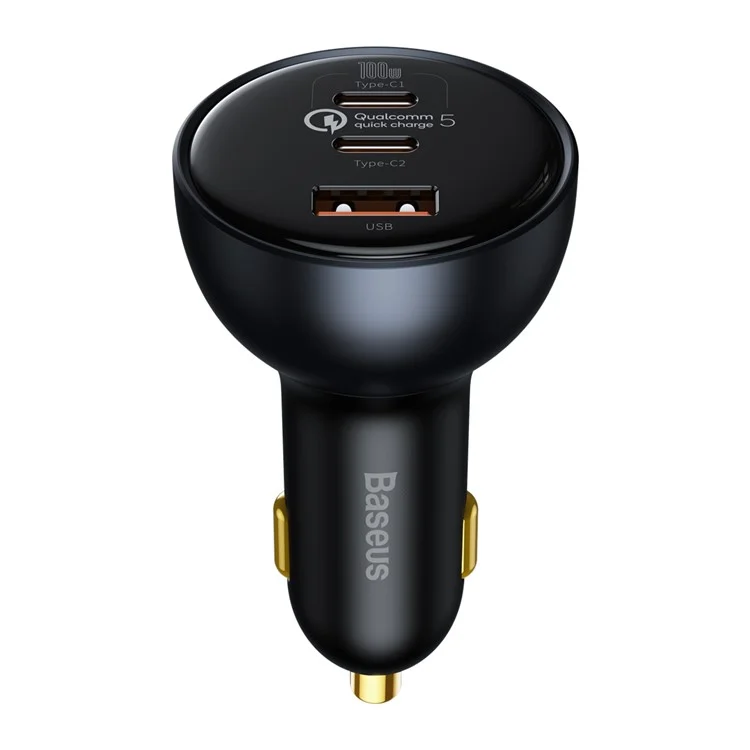 BASEUS Caricabatteria per auto con ricarica veloce Qualcomm QC 5.0 Multi-Port 160W con cavo Type-C+Type-C+USB e adattatore di alimentazione 