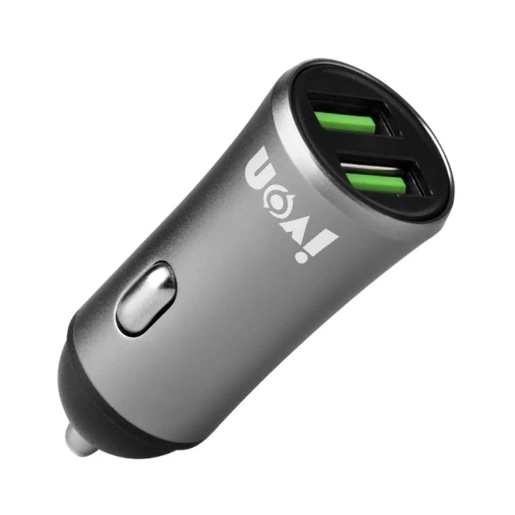 IVON CC26 5V 2.1A Double Ports USB Charger de Voiture de Chargeur Rapide Pour Les Tablettes de Caméra de Téléphone Portable - Gris