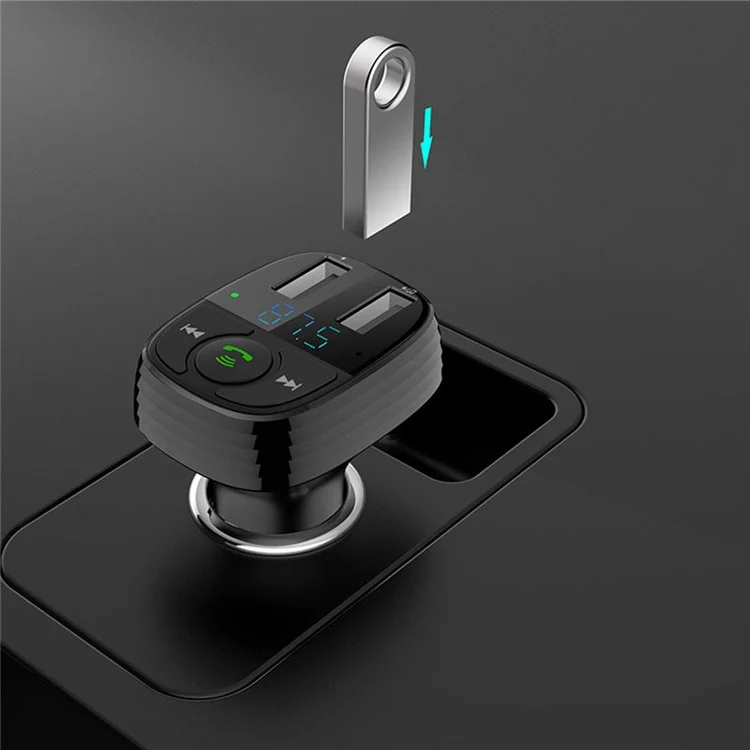 Lohee S-11 Двойной Usb-порты Fm-передатчик Bluetooth Calls Car Зарядное Устройство Зажигало - Черный