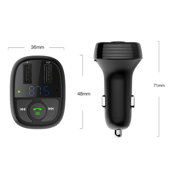 Lohee S-11 Двойной Usb-порты Fm-передатчик Bluetooth Calls Car Зарядное Устройство Зажигало - Черный