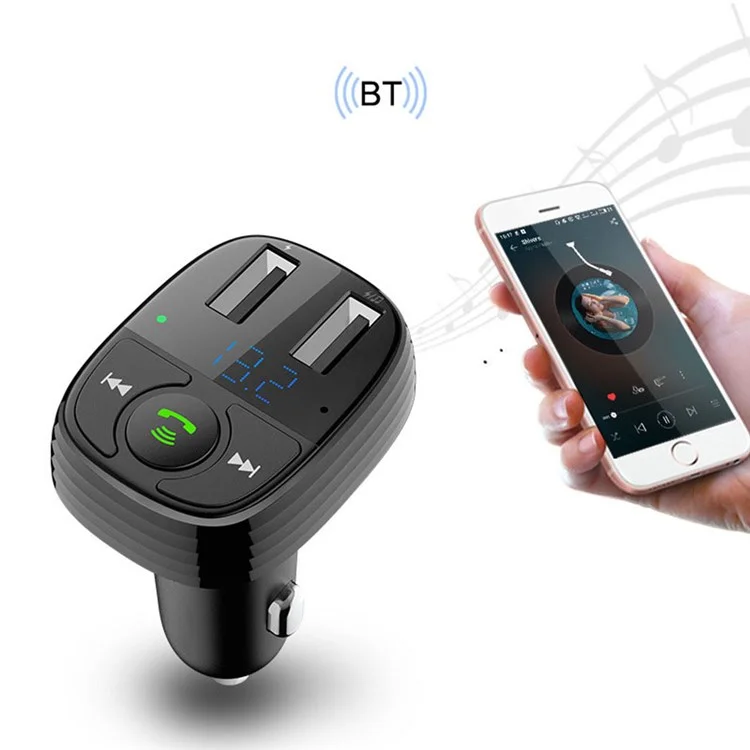 Lohee S-11 Двойной Usb-порты Fm-передатчик Bluetooth Calls Car Зарядное Устройство Зажигало - Черный