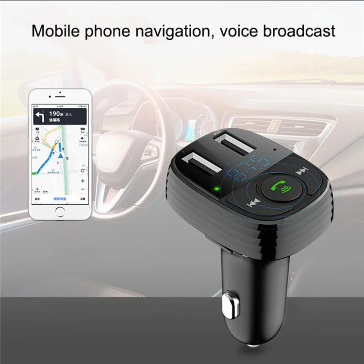 Lohee S-11 Двойной Usb-порты Fm-передатчик Bluetooth Calls Car Зарядное Устройство Зажигало - Черный